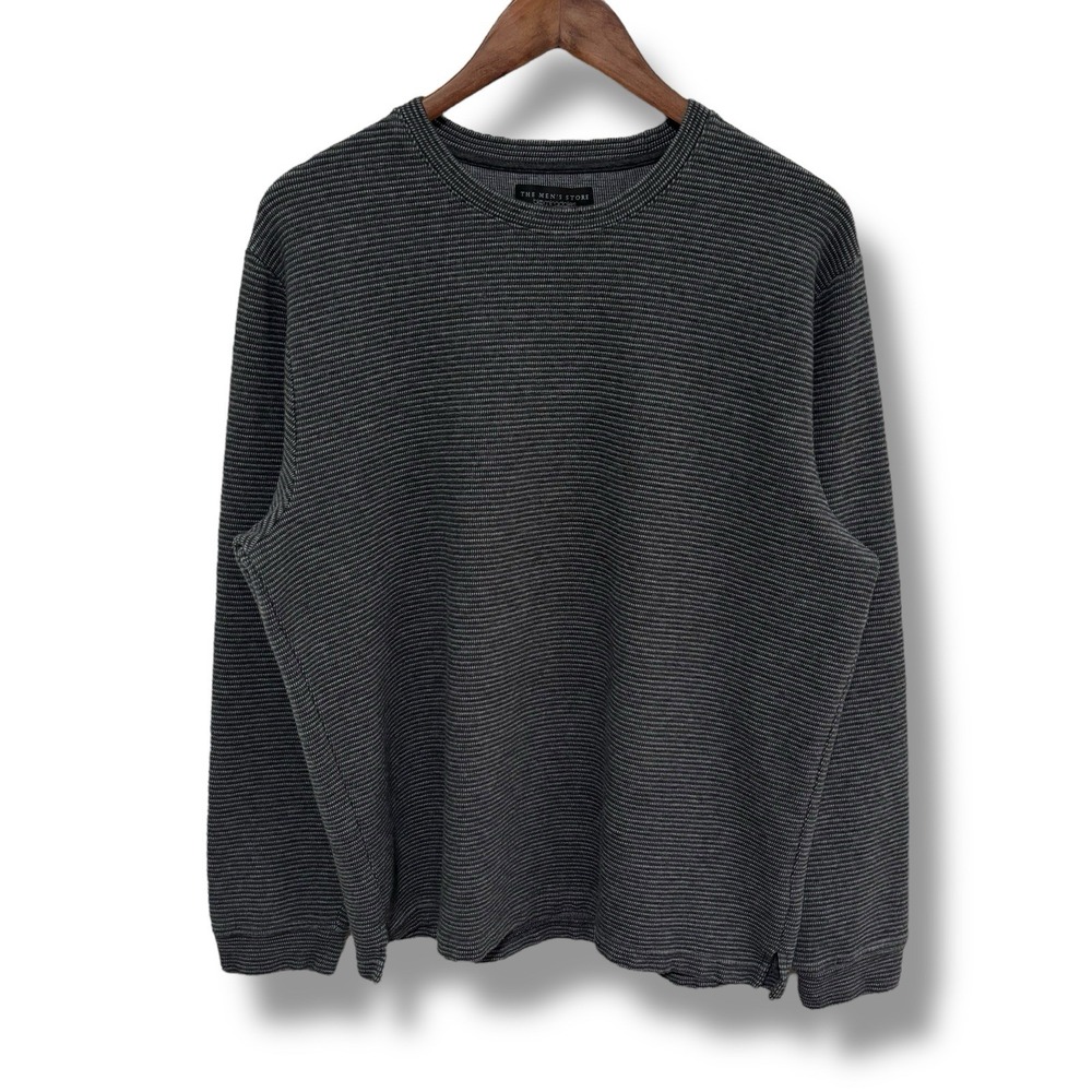 The Men's Store Bloomingdale's Striped Crewneck Sweatshirt Gray Size XL 22 x 27
